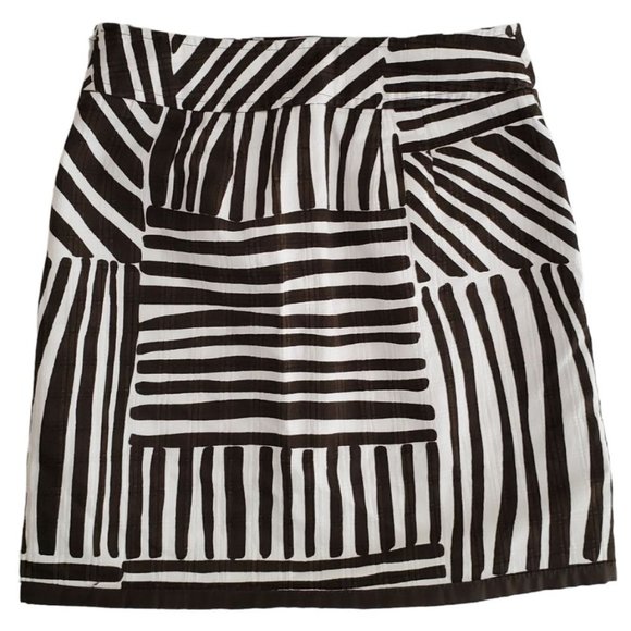 Ann Taylor Tribal Mudcloth Print Textured Mini Skirt | NWOT | 00P | Brown White - Picture 7 of 14